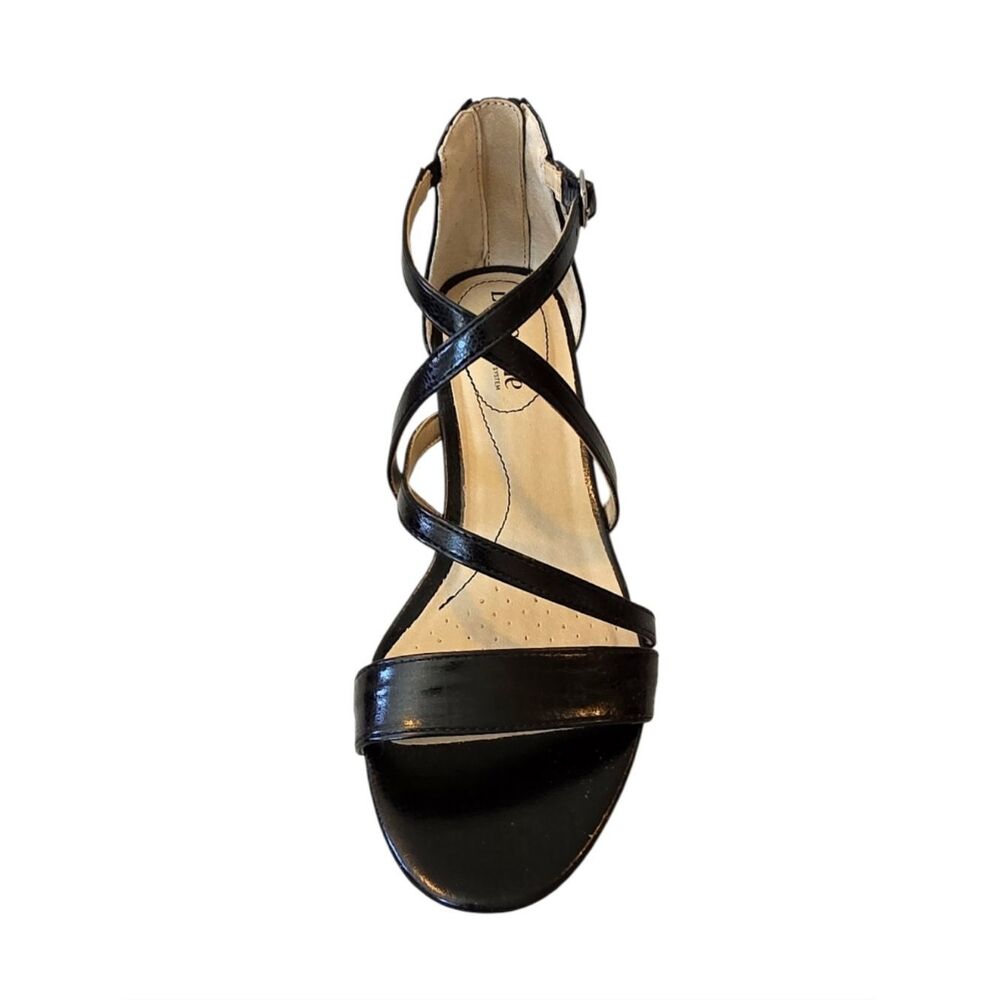 LifeStride Yolanda Black Crisscross Strappy Wedge Heel Sandal Size 8M - Picture 4 of 10